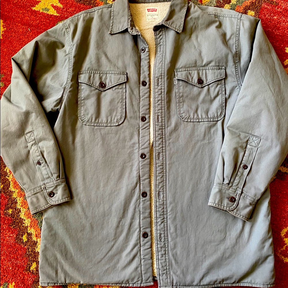 Warm lined levis button down up overcoat large